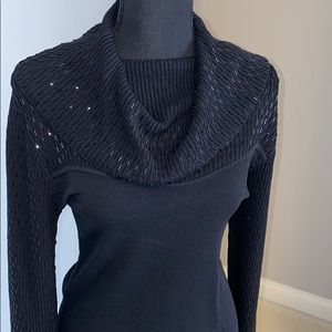 Cyrus Black Beaded Cowl Sweater